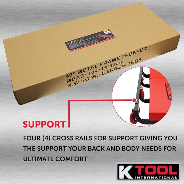K-Tool International Metal Frame Creeper W/ Adjustable Headre KTI74961